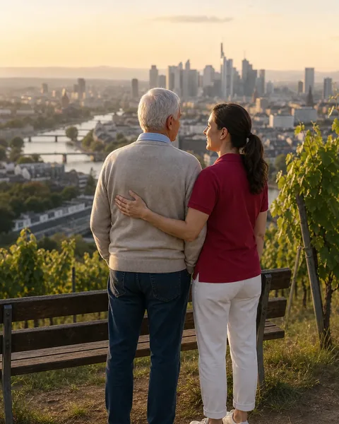 Symbolbild: Auf dem Lohrberg in Seckbach mit Blick auf die Skyline