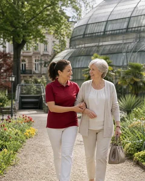 Symbolbild: Spaziergang im Palmengarten im Westend mit Alltagshelferin